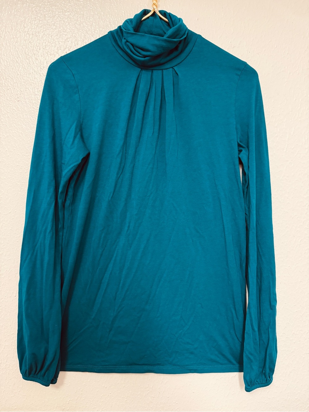 Martin OSA Women's Teal Long-Sleeve Pleated Turtleneck Top